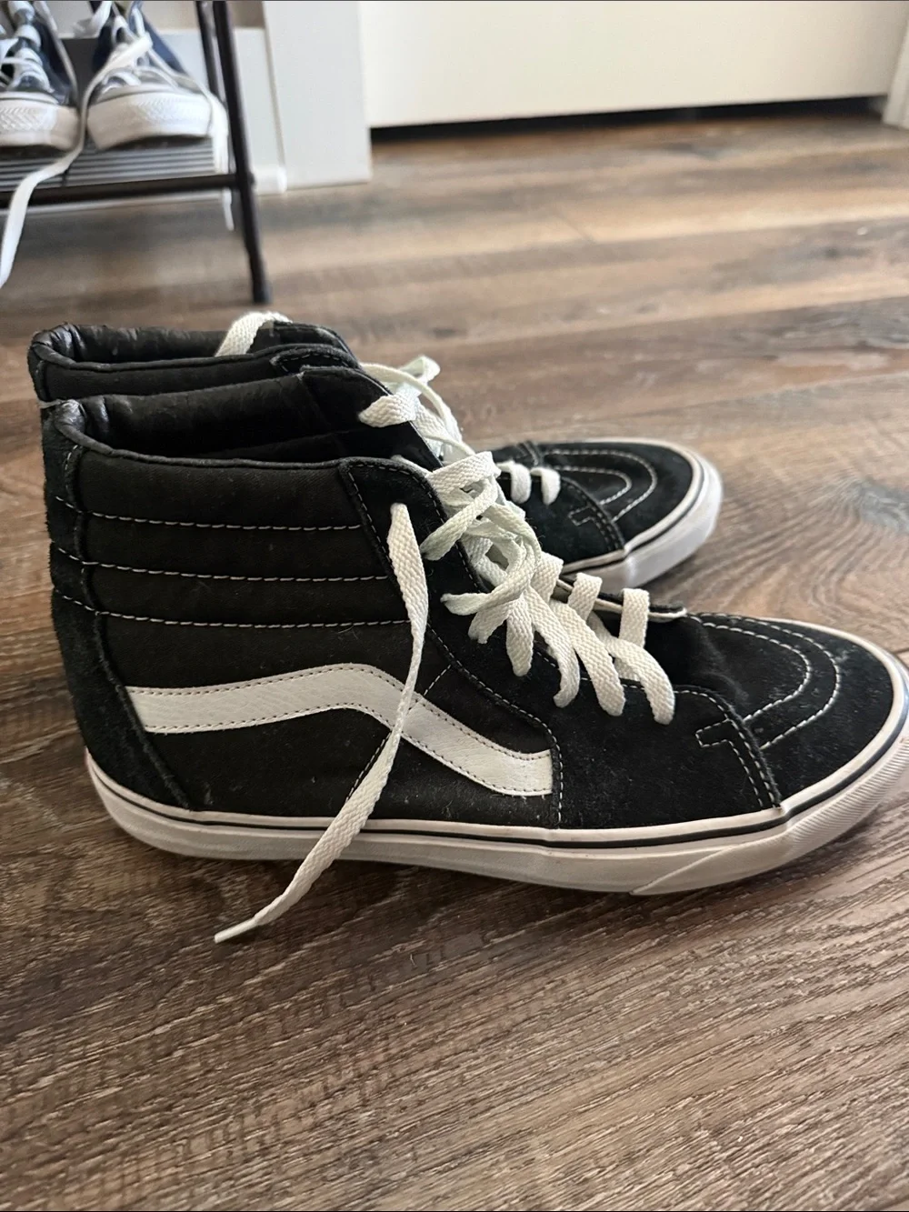 Men's Black High-Top Canvas Skate Shoes with White Detailing